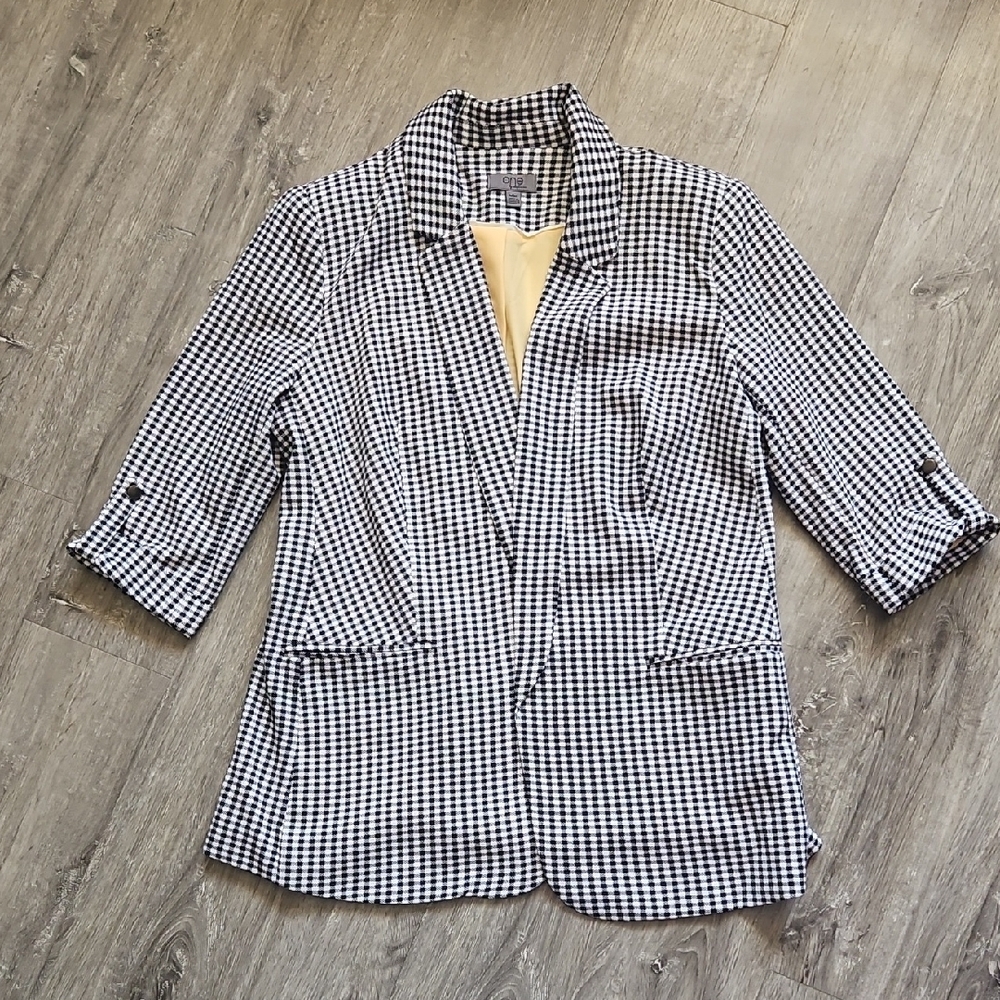 Women's Black and White Checkered Blazer